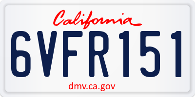 CA license plate 6VFR151