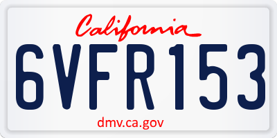 CA license plate 6VFR153
