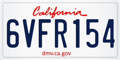 CA license plate 6VFR154