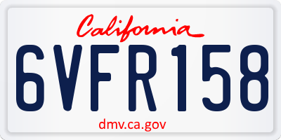 CA license plate 6VFR158