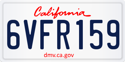 CA license plate 6VFR159