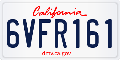 CA license plate 6VFR161
