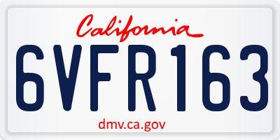 CA license plate 6VFR163