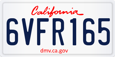 CA license plate 6VFR165