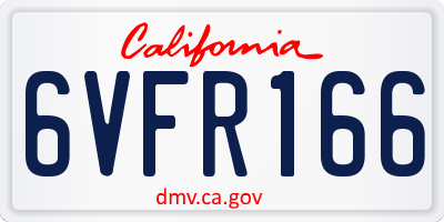 CA license plate 6VFR166