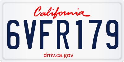 CA license plate 6VFR179