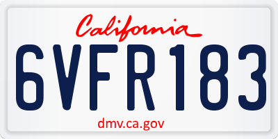 CA license plate 6VFR183