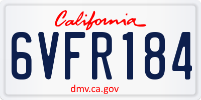 CA license plate 6VFR184