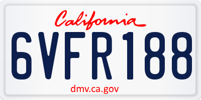 CA license plate 6VFR188