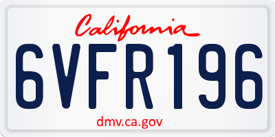 CA license plate 6VFR196