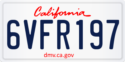 CA license plate 6VFR197