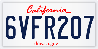 CA license plate 6VFR207