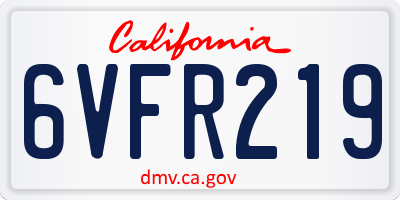 CA license plate 6VFR219
