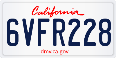 CA license plate 6VFR228