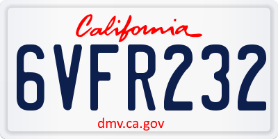CA license plate 6VFR232