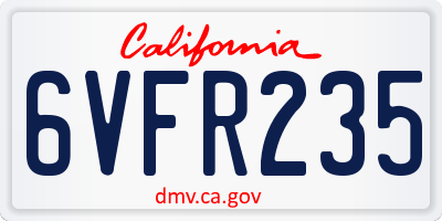CA license plate 6VFR235