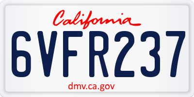 CA license plate 6VFR237