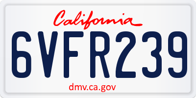CA license plate 6VFR239