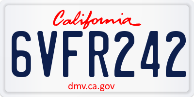 CA license plate 6VFR242