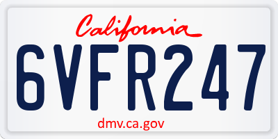 CA license plate 6VFR247