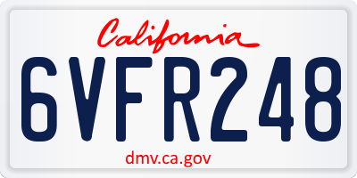 CA license plate 6VFR248