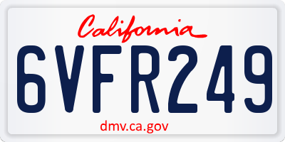 CA license plate 6VFR249