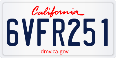 CA license plate 6VFR251
