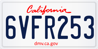 CA license plate 6VFR253