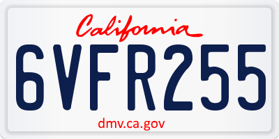 CA license plate 6VFR255