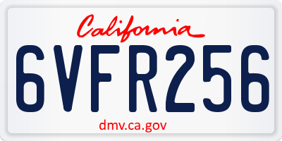CA license plate 6VFR256