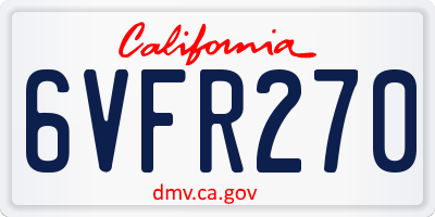CA license plate 6VFR270