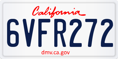 CA license plate 6VFR272