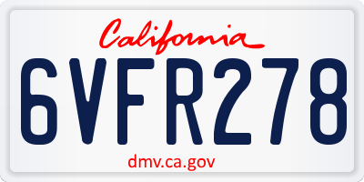 CA license plate 6VFR278