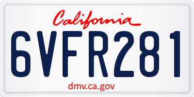 CA license plate 6VFR281