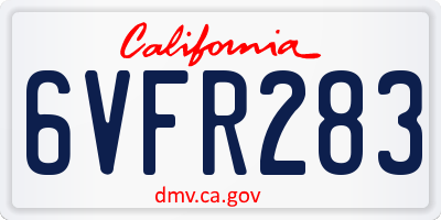 CA license plate 6VFR283