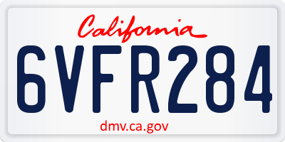 CA license plate 6VFR284