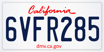 CA license plate 6VFR285