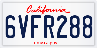 CA license plate 6VFR288