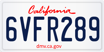 CA license plate 6VFR289