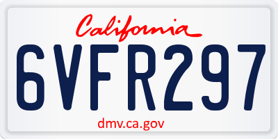 CA license plate 6VFR297