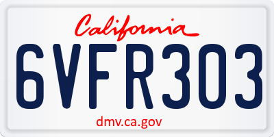 CA license plate 6VFR303