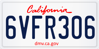 CA license plate 6VFR306