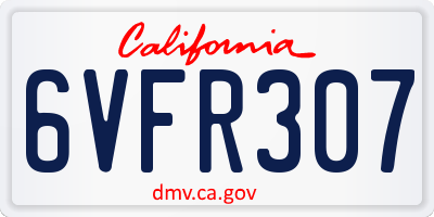 CA license plate 6VFR307