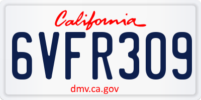 CA license plate 6VFR309