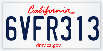 CA license plate 6VFR313