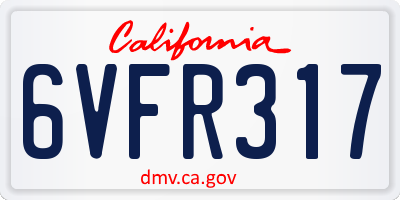 CA license plate 6VFR317