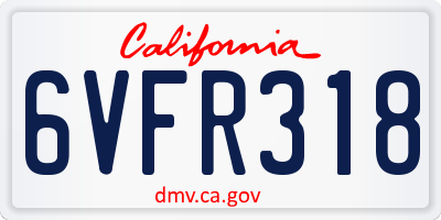 CA license plate 6VFR318