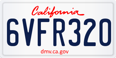 CA license plate 6VFR320