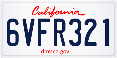 CA license plate 6VFR321