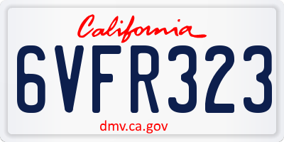 CA license plate 6VFR323